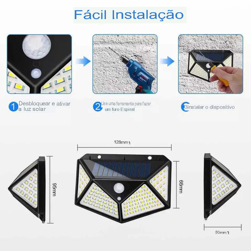 SmartLigth Solar - Luminária 100 LED  Inteligente Com Sensor de Presença [ 50 % DE DESCONTO SOMENTE HOJE ATÉ 23:59H]